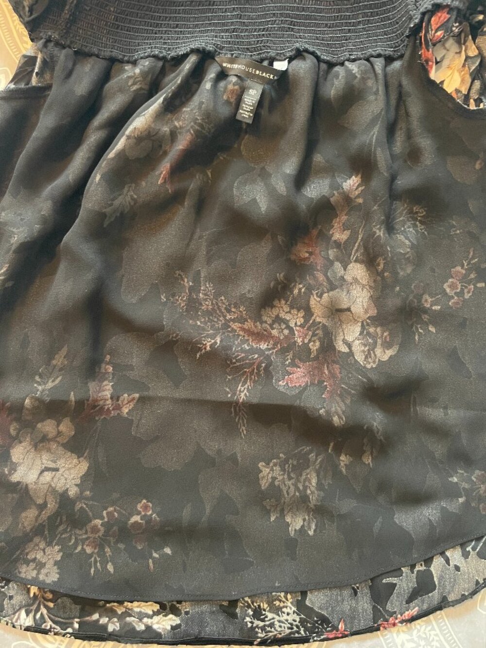 WHBM Gothic Romantic Velvet Burnout Off-Shoulder Long-Sleeve Sheer Floral Top - Picture 13 of 13